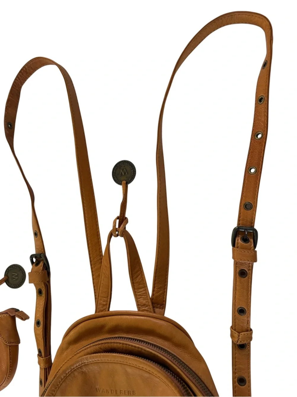 Wanderers Pozzuoli backpack + mini coin pouch tan leather excellent #NE252